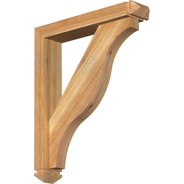Ekena Millwork Funston Arts and Crafts Rough Sawn Bracket w/ Offset Brace, Western Red Cedar, 4"W x 20"D x 24"H BKT0402X20X24FST03RWR - main